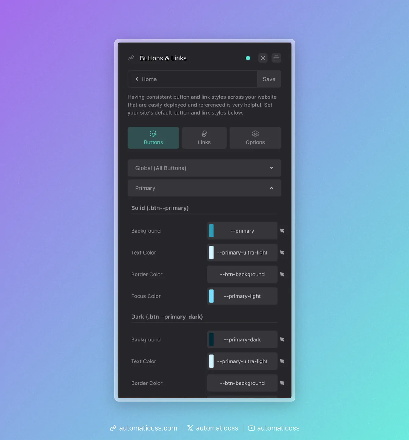 Button Style Customization Panel
