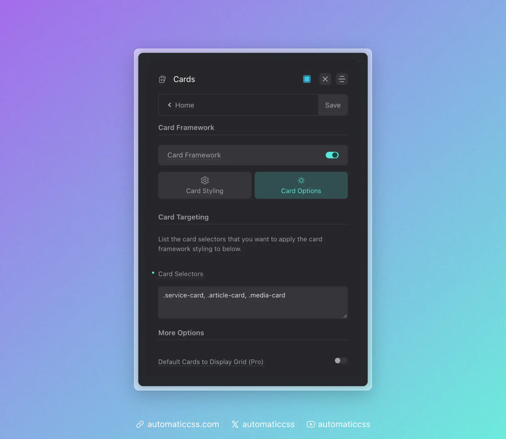 Card Targeting Panel