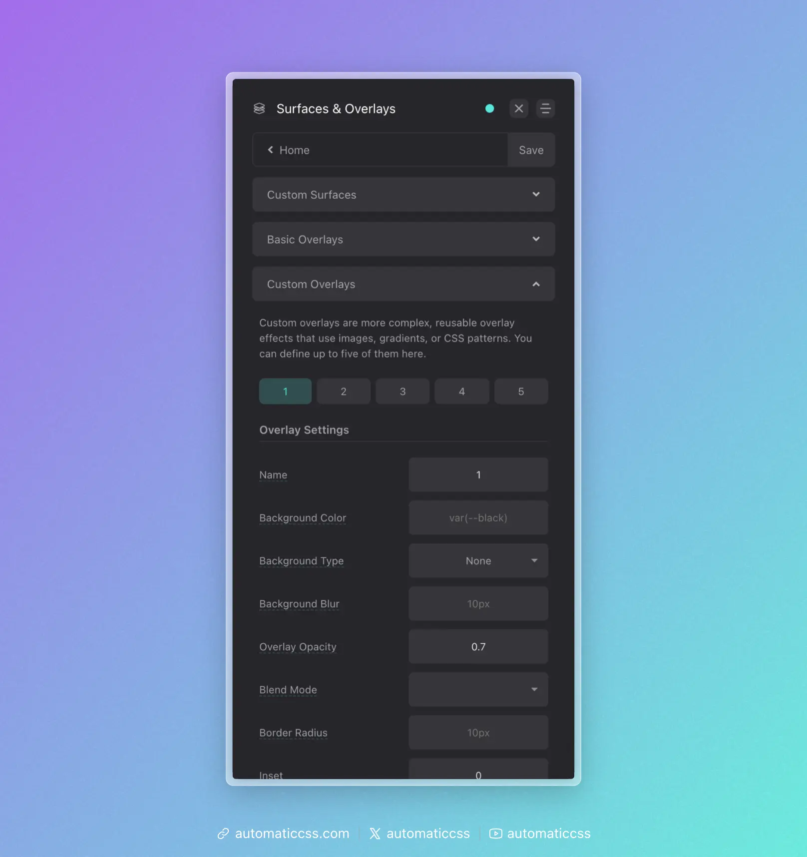 Custom Overlays Dashboard