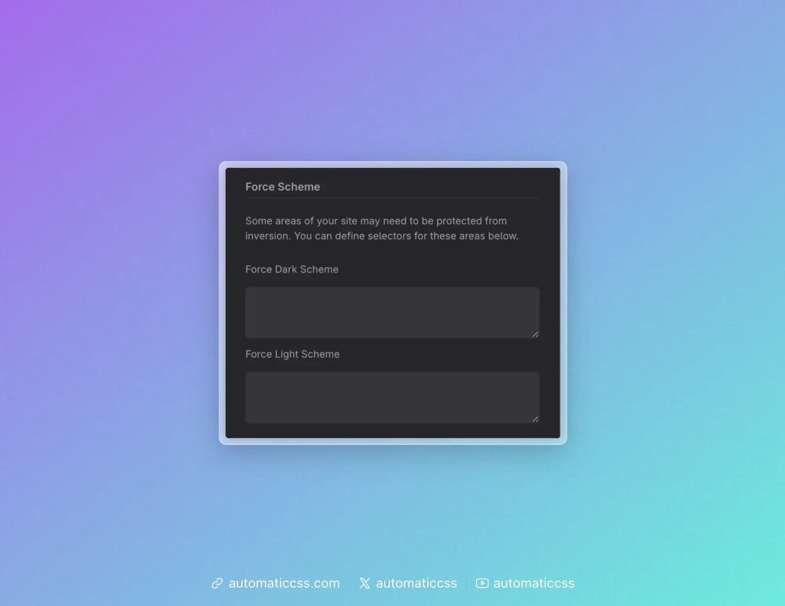 Force Scheme: Force Dark Scheme and Force Light Scheme selectors