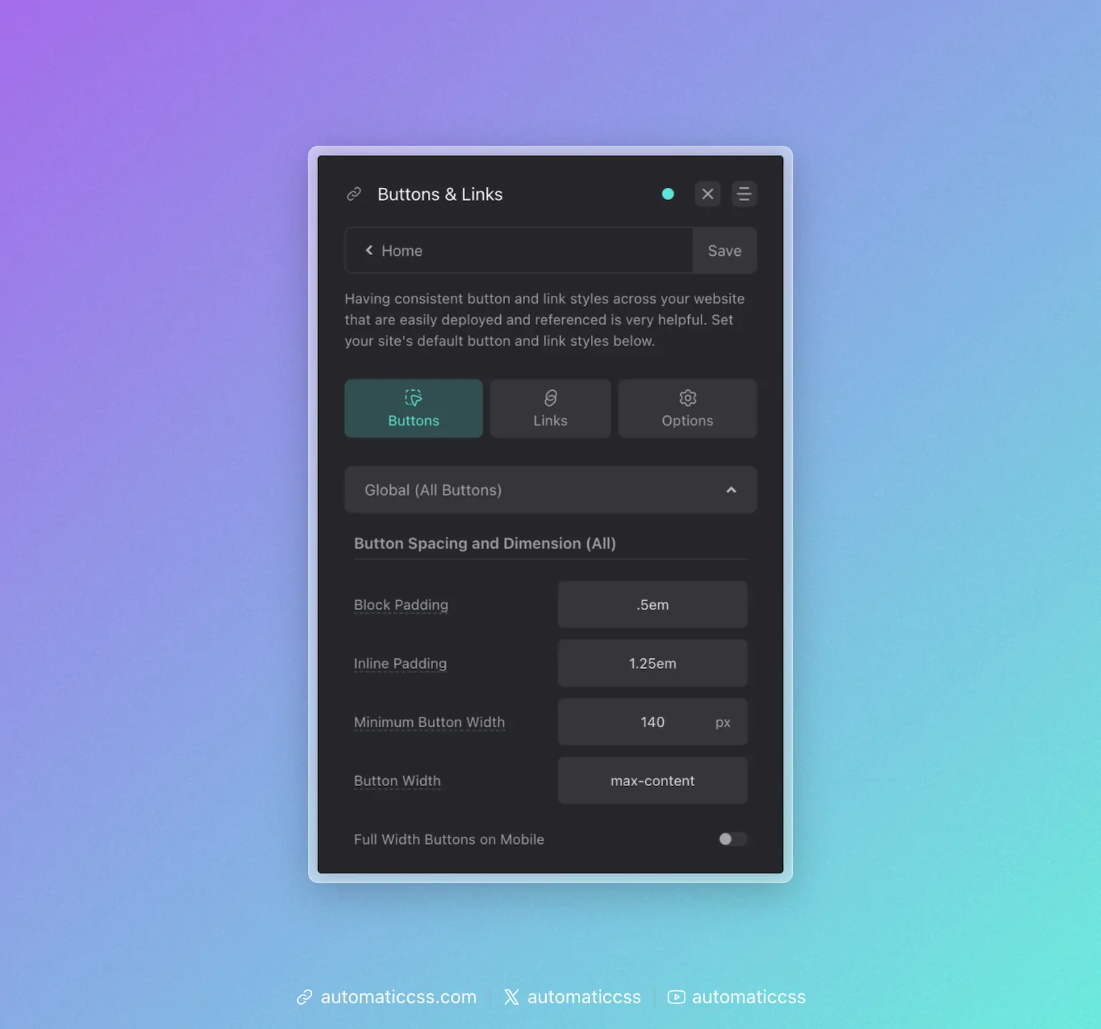 ACSS Global Button Styling Options