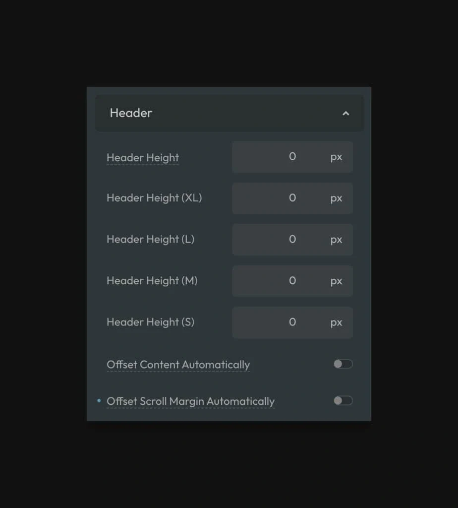 Header Height Values