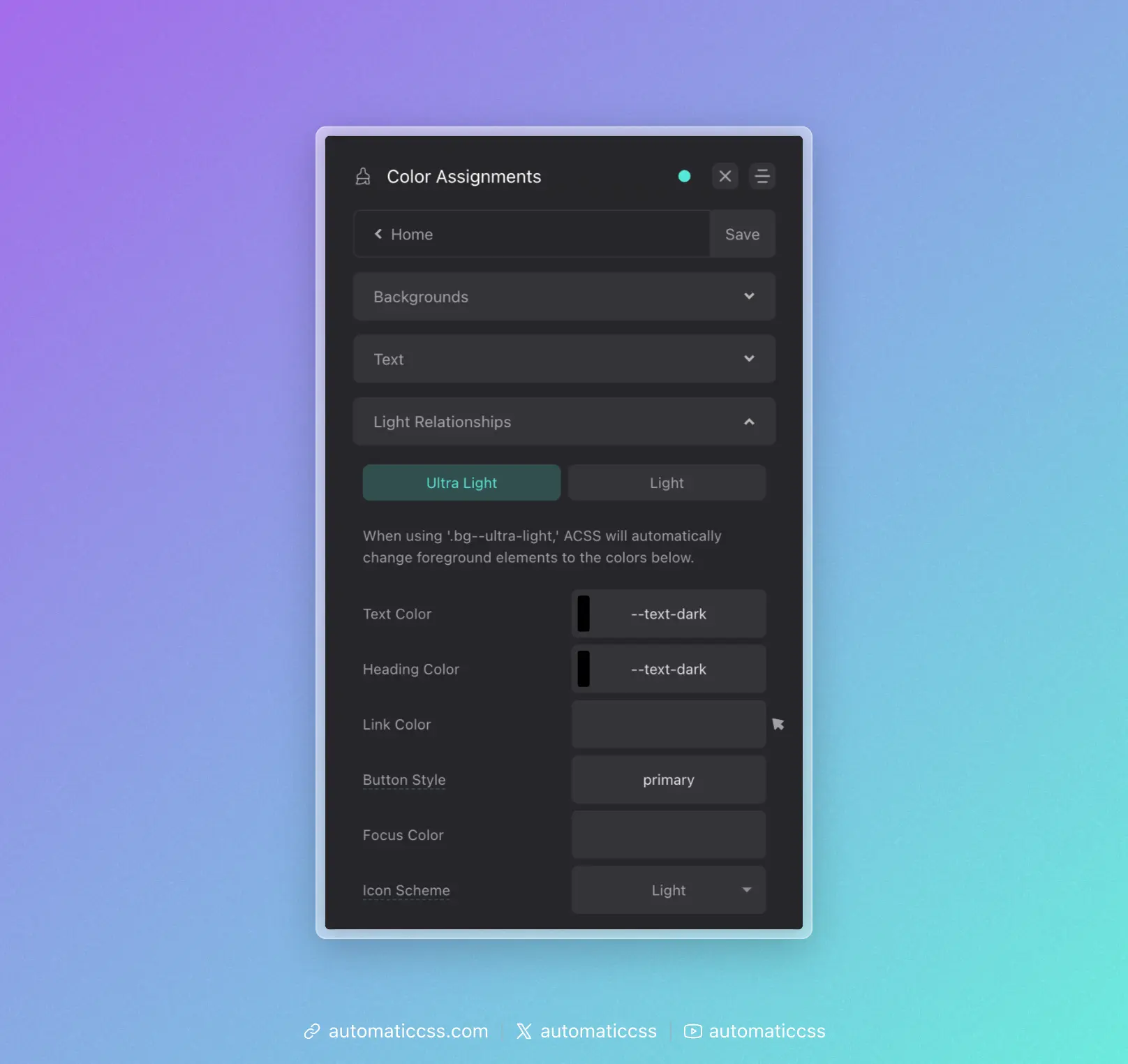 Light Relationships Settings