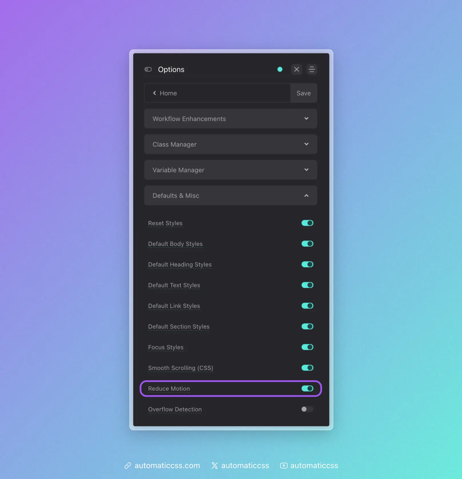 Reduce Motion Option