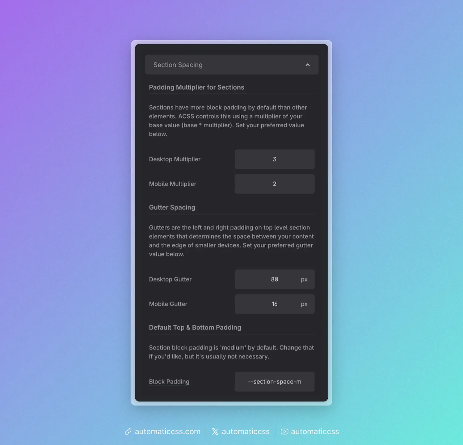 Section Spacing in ACSS