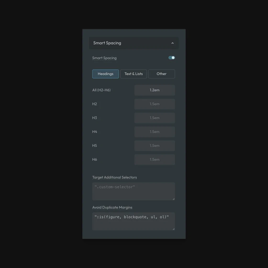Smart Spacing Panel