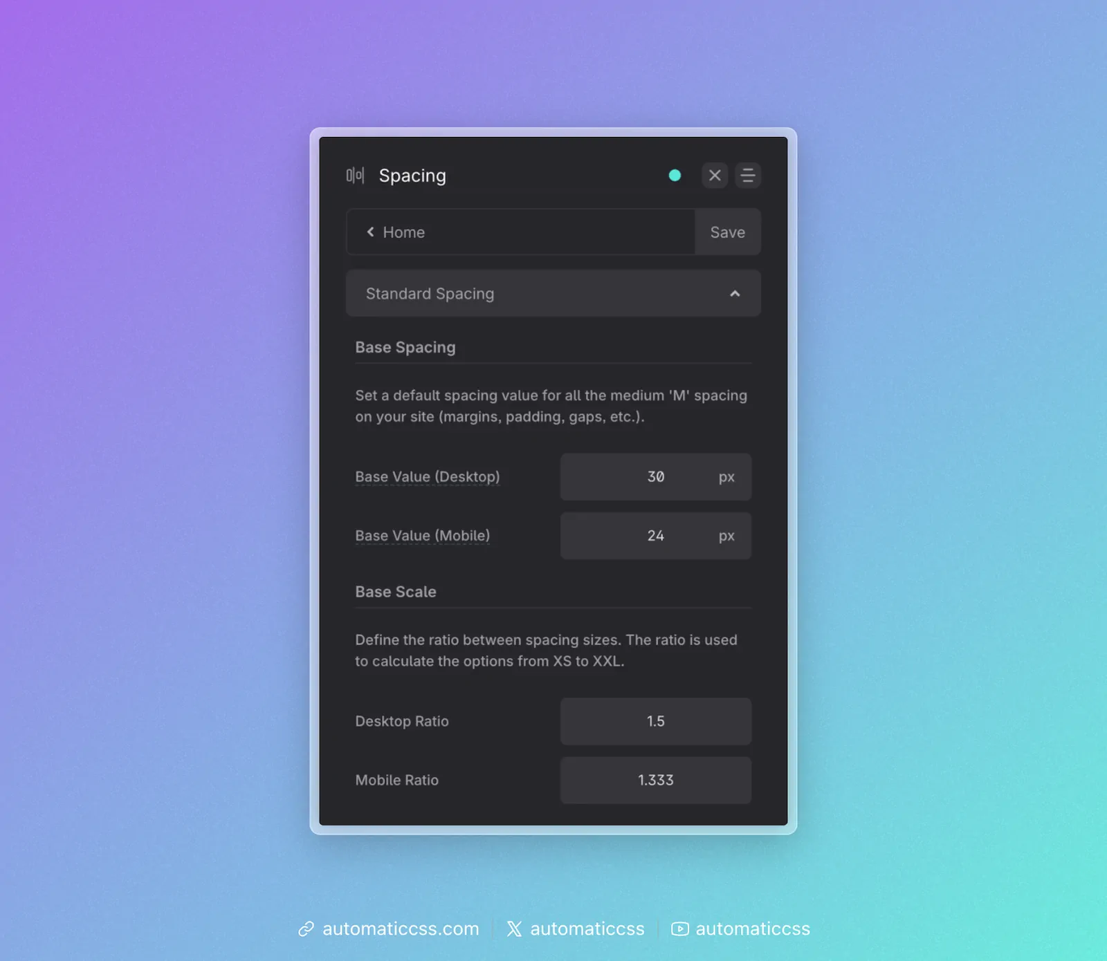 Standard Spacing Panel